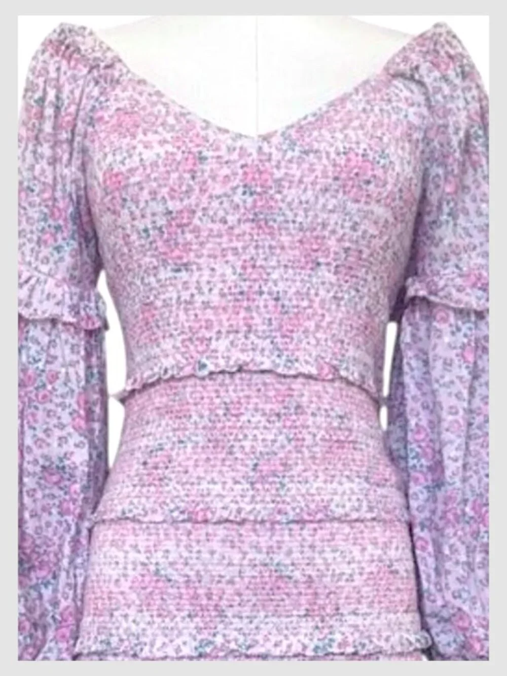 LoveShackFancy Ensley Mini Dress Candy Heart Smocked Puff Sleeve S